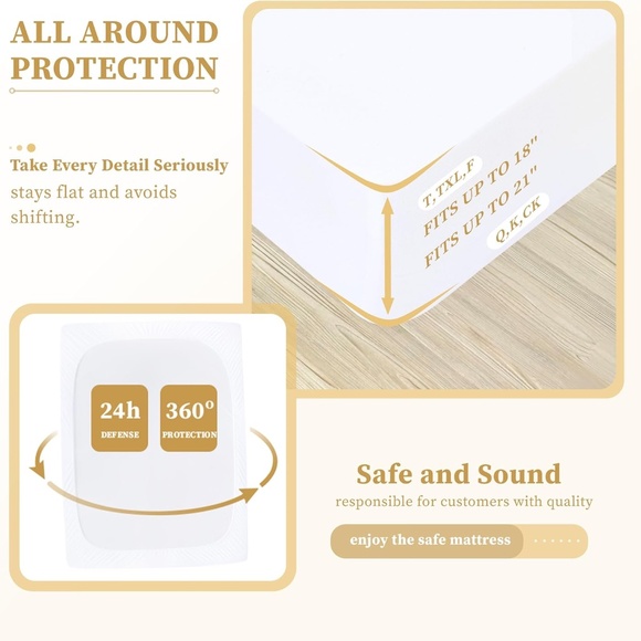 Mattress Pads 2 Pack Twin - Deep Pockets Waterproof White New in Packaging - Picture 7 of 8